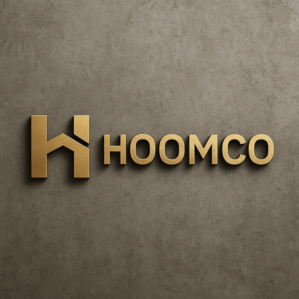 Logo HOOMCO na betonowej powierzchni